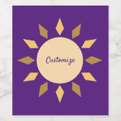 Geometrischer Sonnenkreis Thunder_Cove Weinetikett (Einzelnes Label)