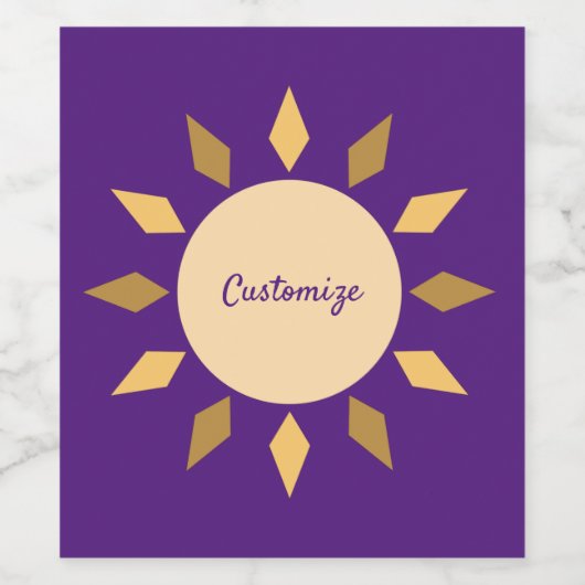 Geometrischer Sonnenkreis Thunder_Cove Weinetikett (Einzelnes Label)