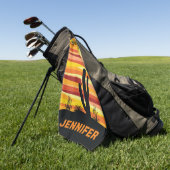 Geometrischer Sonnenuntergang Golfhandtuch (Gras)