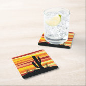 Geometrischer Sonnenuntergang Rechteckiger Pappuntersetzer (Vor Ort)