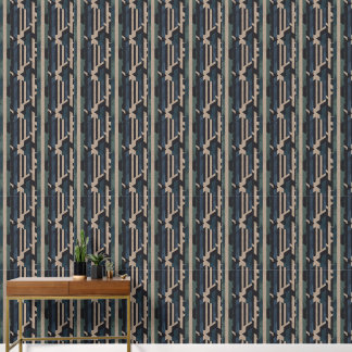 Geometrischer Stamm (Oliv + Navy) Luxus Tapete