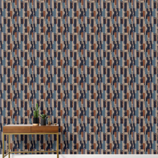 Geometrischer Stamm (Terrakotta + Blau) Luxus Tapete