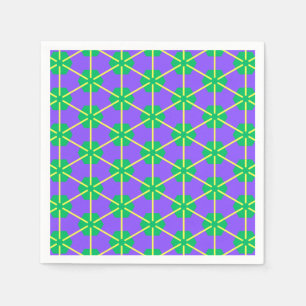 Geometrischer Sternenexplosion in Lila, Grün und G Serviette