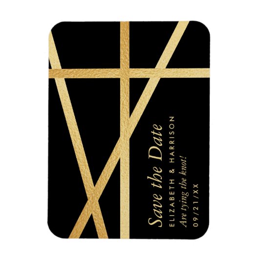 Geometrischer Stil Save the Date für den Goldumlau Magnet (Vertikal)