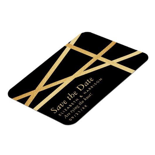 Geometrischer Stil Save the Date für den Goldumlau Magnet (Linke Seite)