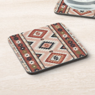 Geometrischer südwestlicher Stammes-Kilim in Terra Getränkeuntersetzer