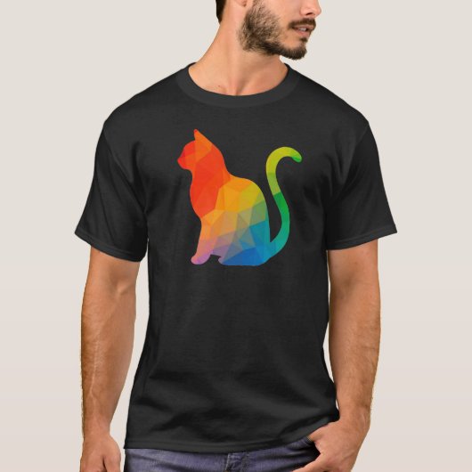 Geometrischer T - Shirt für Katzen - dunkel (Vorderseite)