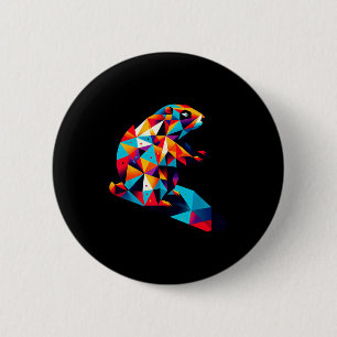 Geometrischer Tag des Murmeltieres Lebendige Polyg Button