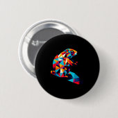 Geometrischer Tag des Murmeltieres Lebendige Polyg Button (Vorne & Hinten)