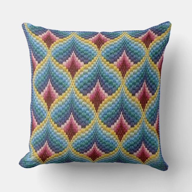 Geometrischer Tapestry Traum: Bargello Needlepoint Kissen (Vorderseite)