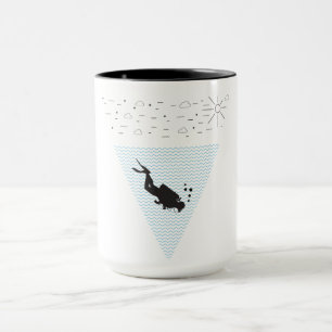 Geometrischer Tauchgang Retro Scuba Taucher 70er B Tasse