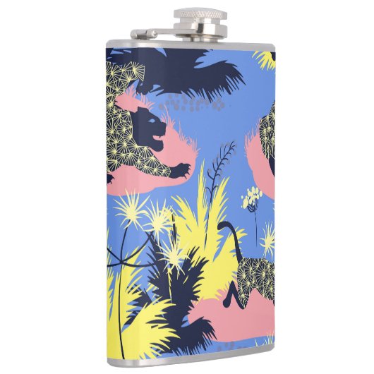 Geometrischer Tiger, Leopard: Kindermuster. Flachmann (Rechts)