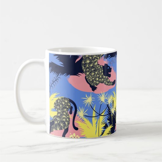 Geometrischer Tiger, Leopard: Kindermuster. Kaffeetasse (Links)