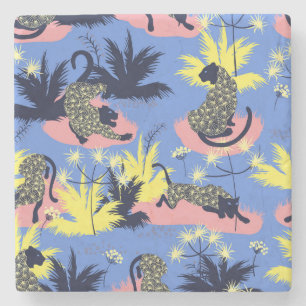 Geometrischer Tiger, Leopard: Kindermuster. Steinuntersetzer