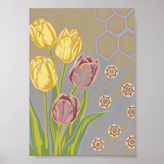 Geometrischer Tulpen-Garten-Kunstprint Poster (Vorne)