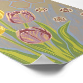 Geometrischer Tulpen-Garten-Kunstprint Poster (Ecke)