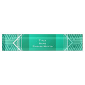 Geometrischer Türkis u. Weiß des Kunst-Dekos Namensplakette (Vorderseite)