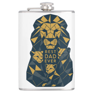 Geometrischer Vater mit Cubs Bester Vater Flachmann