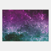 geometrischer Verlauf mit Hexagon Lila und blau-gr Geschenkpapier Set (Vorderseite 3)