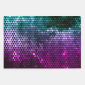 geometrischer Verlauf mit Hexagon Lila und blau-gr Geschenkpapier Set (Vorderseite)