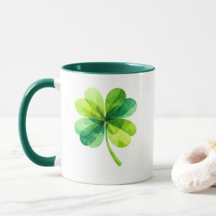 Geometrischer Vierblattklee-St.-Patricks-Tag-Beche Tasse
