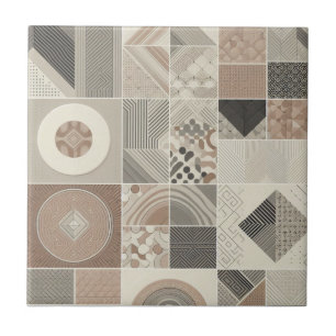Geometrischer Vintage-Chic Oatmeal Soft Black Fliese