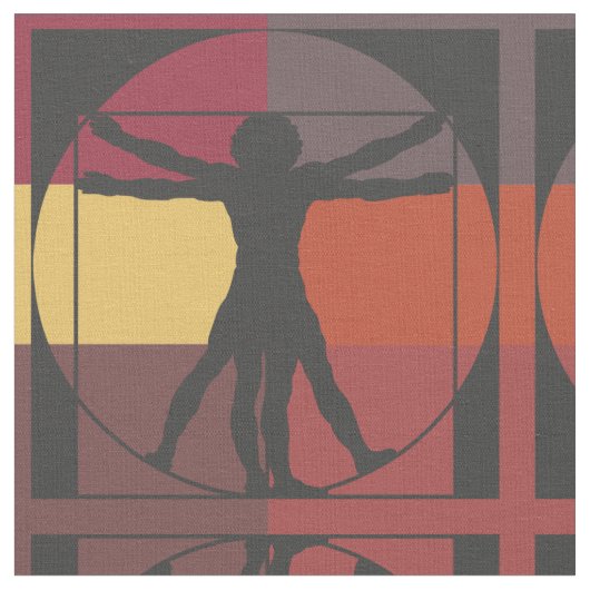 Geometrischer Vitruvian Mann Stoff (Nahaufnahme)