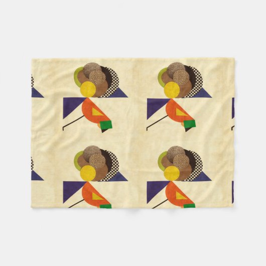 Geometrischer Vogel Fleecedecke (Vorderseite (Horizontal))