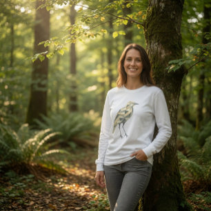 Geometrischer Vogel, handgezeichnet, Damen, Weiß T-Shirt