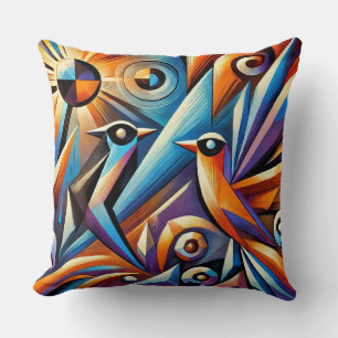 🌈 Geometrischer Vogel Wurf Kissen Abstrakte Kunst