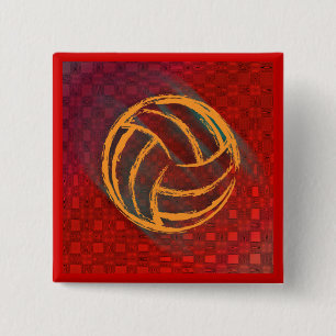 Geometrischer Volleyball-Knopf Button