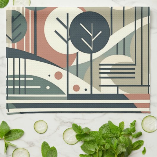 Geometrischer Wald Geschirrtuch (Gefaltet)