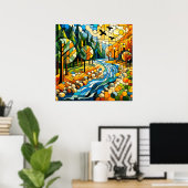 Geometrischer Wald Poster (Heimbüro)