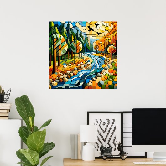 Geometrischer Wald Poster (Heimbüro)