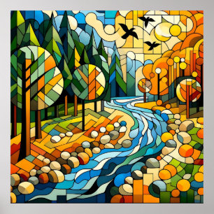 Geometrischer Wald Poster