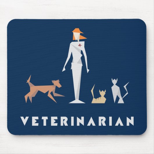 Geometrischer weiblicher Tierarzt Mousepad (Vorne)