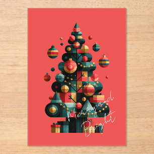 Geometrischer Weihnachtsbaum Acryleinladungen