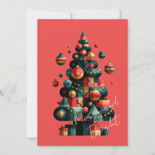 Geometrischer Weihnachtsbaum Einladung