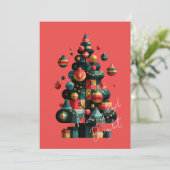 Geometrischer Weihnachtsbaum Einladung (Stehend Vorderseite)