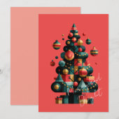 Geometrischer Weihnachtsbaum Einladung (Vorne/Hinten)