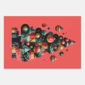 Geometrischer Weihnachtsbaum Geschenkpapier Set (Vorderseite 3)
