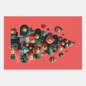 Geometrischer Weihnachtsbaum Geschenkpapier Set (Vorderseite 2)