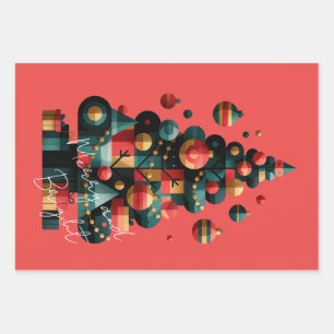 Geometrischer Weihnachtsbaum Geschenkpapier Set