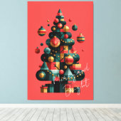 Geometrischer Weihnachtsbaum Leinwanddruck (Insitu (Holzboden))