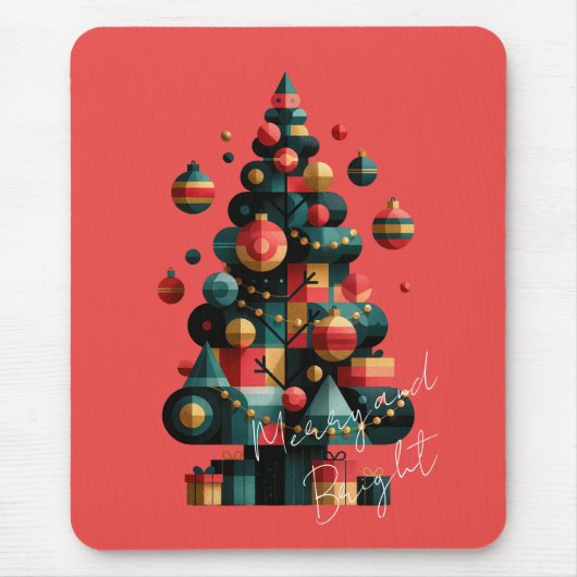 Geometrischer Weihnachtsbaum Mousepad (Vorne)