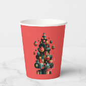 Geometrischer Weihnachtsbaum Pappbecher (Rückseite)