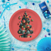 Geometrischer Weihnachtsbaum Pappteller (Party)