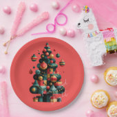 Geometrischer Weihnachtsbaum Pappteller (Party)