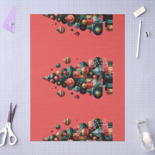 Geometrischer Weihnachtsbaum Seidenpapier (Basteln)
