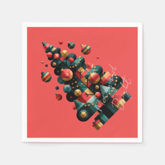 Geometrischer Weihnachtsbaum Serviette (Vorderseite)